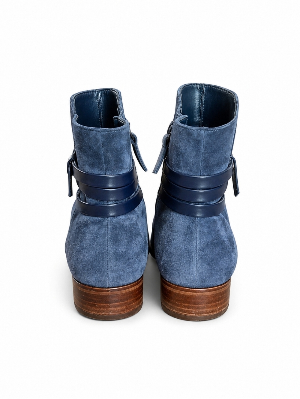 EUC Women's Talbots Tish Wrap Tie Suede Ankle Boots in Navy Blue - Picture 6 of 6